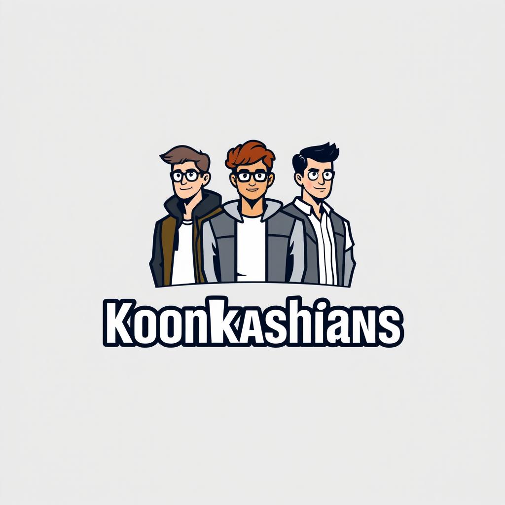 A sleek and modern logo design featuring three stylized male student figures, each displaying unique expressions and attire, symbolizing diversity and student life