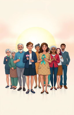A poignant and inspiring representation of a cancer journey, showcasing the emotional resilience and strength of a cancer survivor