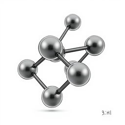 A detailed, 3D sketch of an atom model representing propane (C3H8)