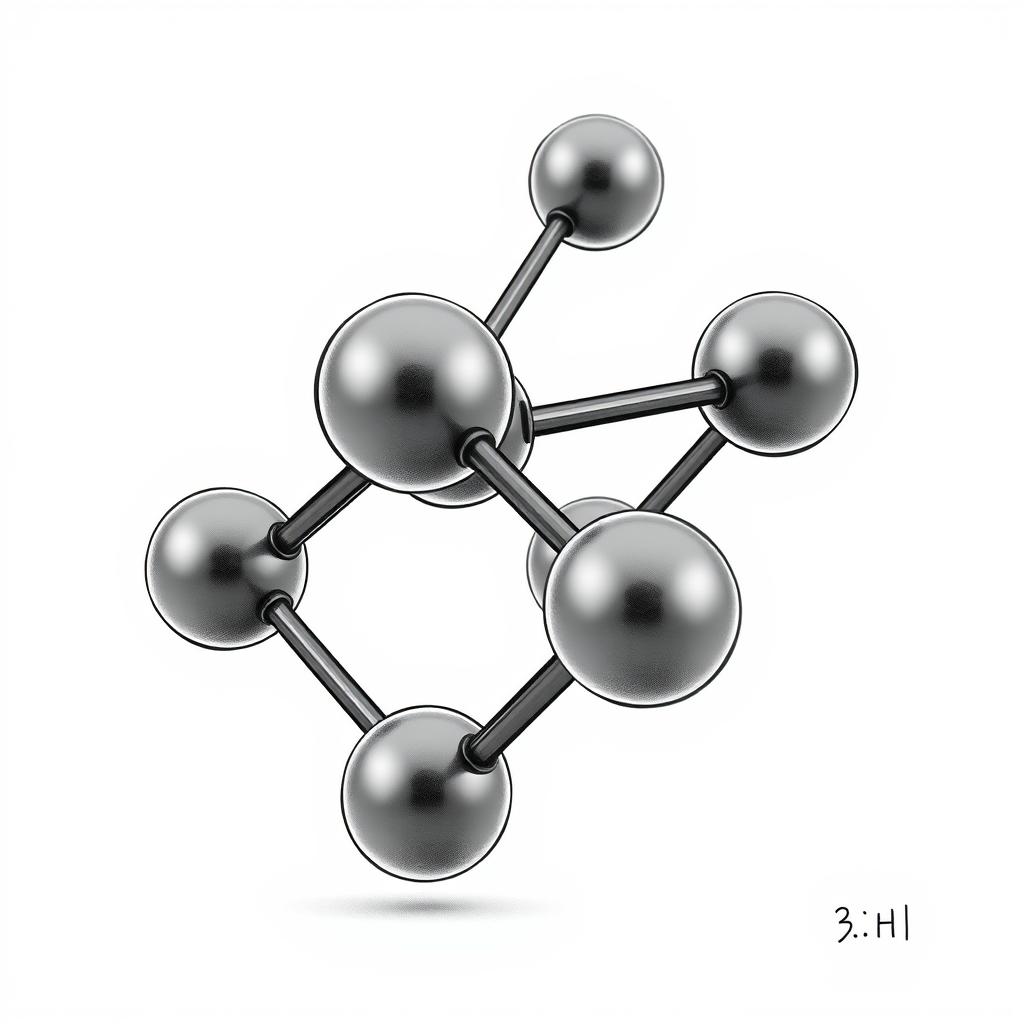 A detailed, 3D sketch of an atom model representing propane (C3H8)