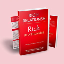 A book cover design for a Networking business theme featuring the title 'Rich Relationships' and the subtitle 'Create a Million-Dollar Network for Your Business'