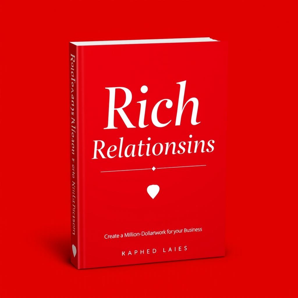 A book cover design for a Networking business theme featuring the title 'Rich Relationships' in bold and elegant typography, and the subtitle 'Create a Million-Dollar Network for Your Business' in a smaller, complementary font