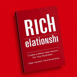 A book cover design for a Networking business theme featuring the title 'Rich Relationships' in bold and elegant typography, and the subtitle 'Create a Million-Dollar Network for Your Business' in a smaller, complementary font