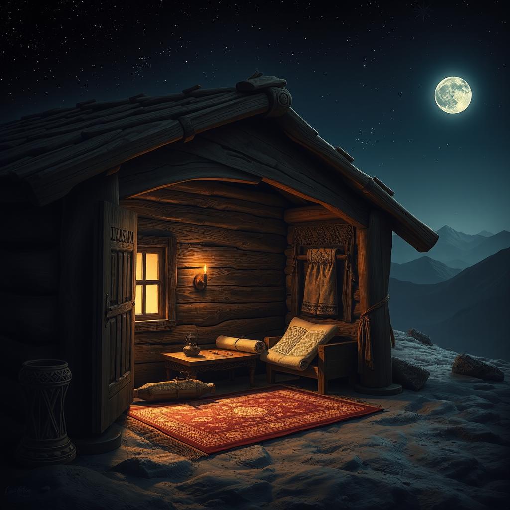 A detailed and artistic representation of the sorrowful cabin of Prophet Joseph (Yusuf) from Islamic tradition