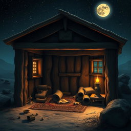 A detailed and artistic representation of the sorrowful cabin of Prophet Joseph (Yusuf) from Islamic tradition