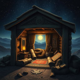 A detailed and artistic representation of the sorrowful cabin of Prophet Joseph (Yusuf) from Islamic tradition