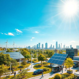 An eco-friendly, innovative electrical grid featuring sustainable and renewable energy sources