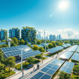 An eco-friendly, innovative electrical grid featuring sustainable and renewable energy sources