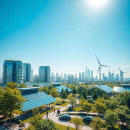 An eco-friendly, innovative electrical grid featuring sustainable and renewable energy sources