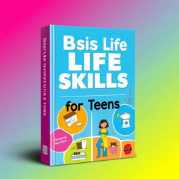 A book cover design featuring the title 'Basic Life Skills for Teens' prominently displayed at the top or center in bold letters