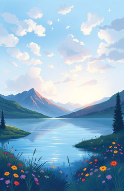 A dreamy, abstract representation of a serene landscape, blending shades of blue and purple in soft brush strokes