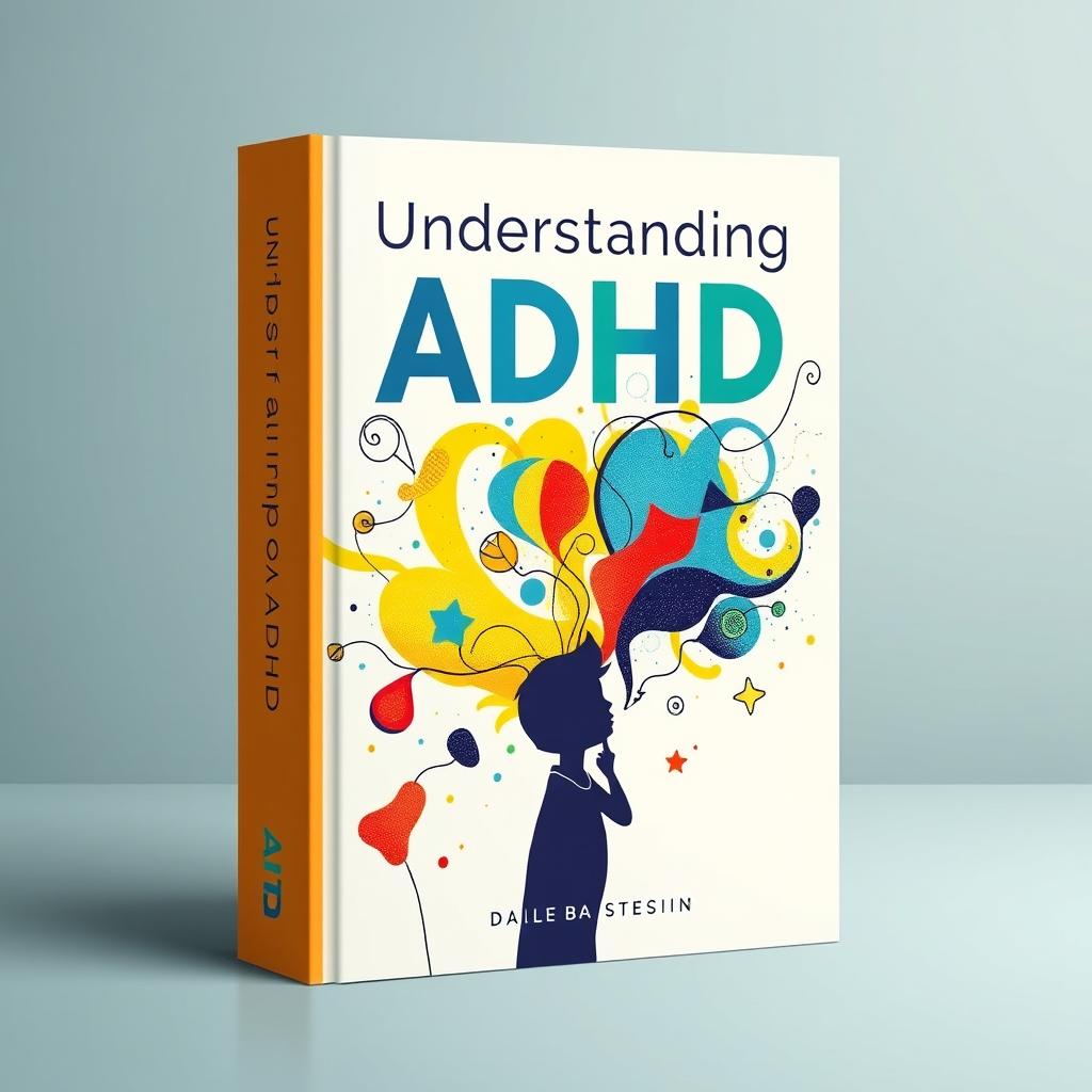 A captivating book cover design focused on ADHD (Attention Deficit Hyperactivity Disorder)