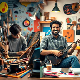 A captivating comparison scene showcasing a talented individual versus a multi-talented person