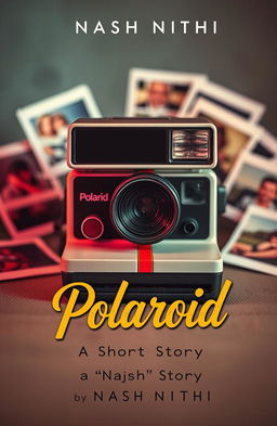 A striking book cover design for a short story titled "Polaroid" by Nash Nithi