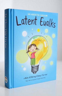 A colorful book cover featuring a cartoon-style watercolor illustration of a light bulb, uniquely designed with a smiling girl and a boy depicted inside it