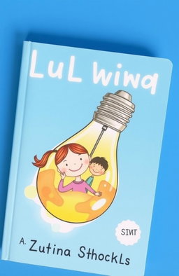 A colorful book cover featuring a cartoon-style watercolor illustration of a light bulb, uniquely designed with a smiling girl and a boy depicted inside it