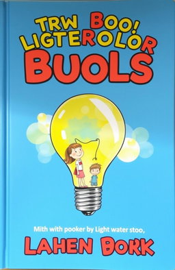 A colorful book cover featuring a cartoon-style watercolor illustration of a light bulb, uniquely designed with a smiling girl and a boy depicted inside it
