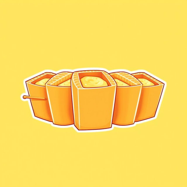 A logo design featuring five medium-sized boxes arranged in a staggered formation, mimicking the appearance of crispy bread filling with mashed potato