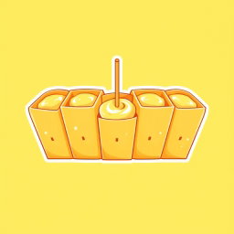 A logo design featuring five medium-sized boxes arranged in a staggered formation, mimicking the appearance of crispy bread filling with mashed potato