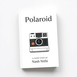 A minimalist book cover design for the short story "Polaroid" by Nash Nithi