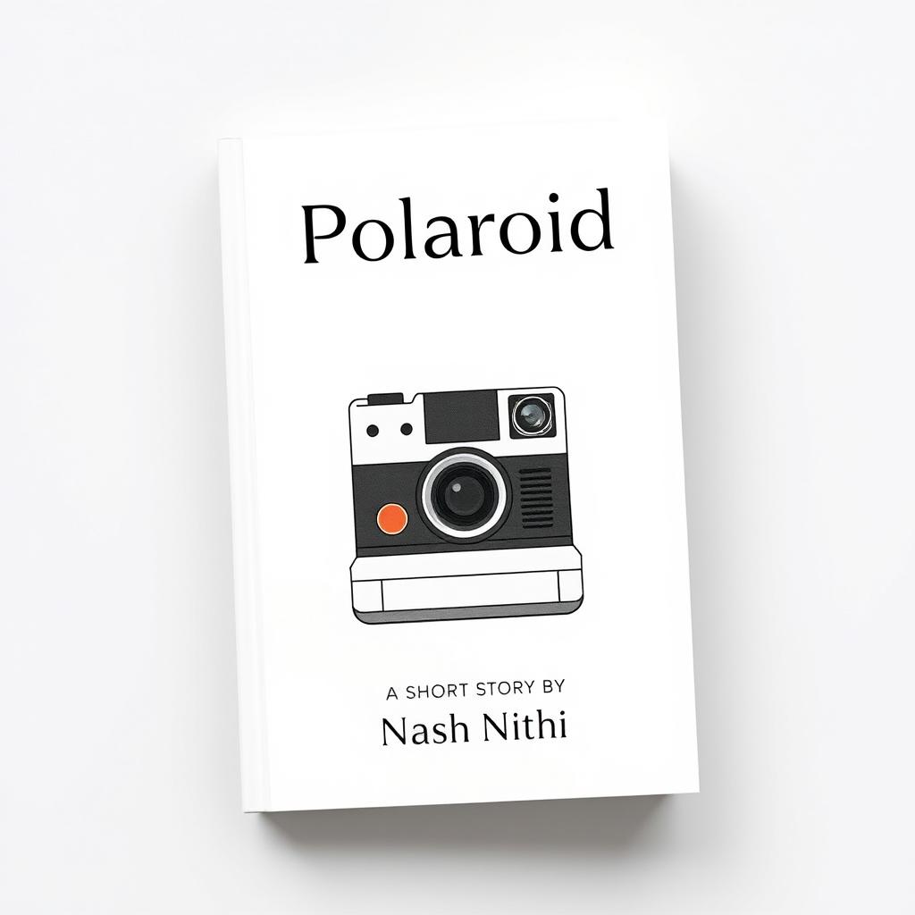 A minimalist book cover design for the short story "Polaroid" by Nash Nithi