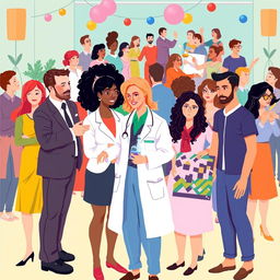 A vibrant and inclusive illustration depicting the diverse roles of men, women, and LGBTQ individuals in modern society