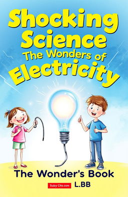 A front cover design for a children's busy book titled 'Shocking Science: The Wonders of Electricity'