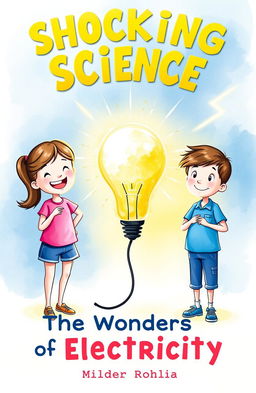 A front cover design for a children's busy book titled 'Shocking Science: The Wonders of Electricity'