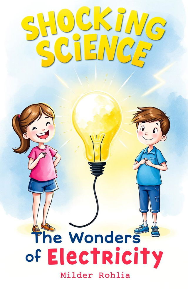 A front cover design for a children's busy book titled 'Shocking Science: The Wonders of Electricity'