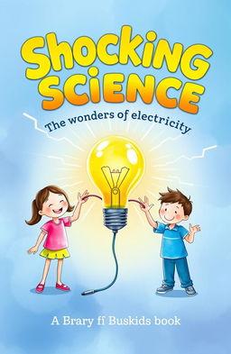 A front cover design for a children's busy book titled 'Shocking Science: The Wonders of Electricity'