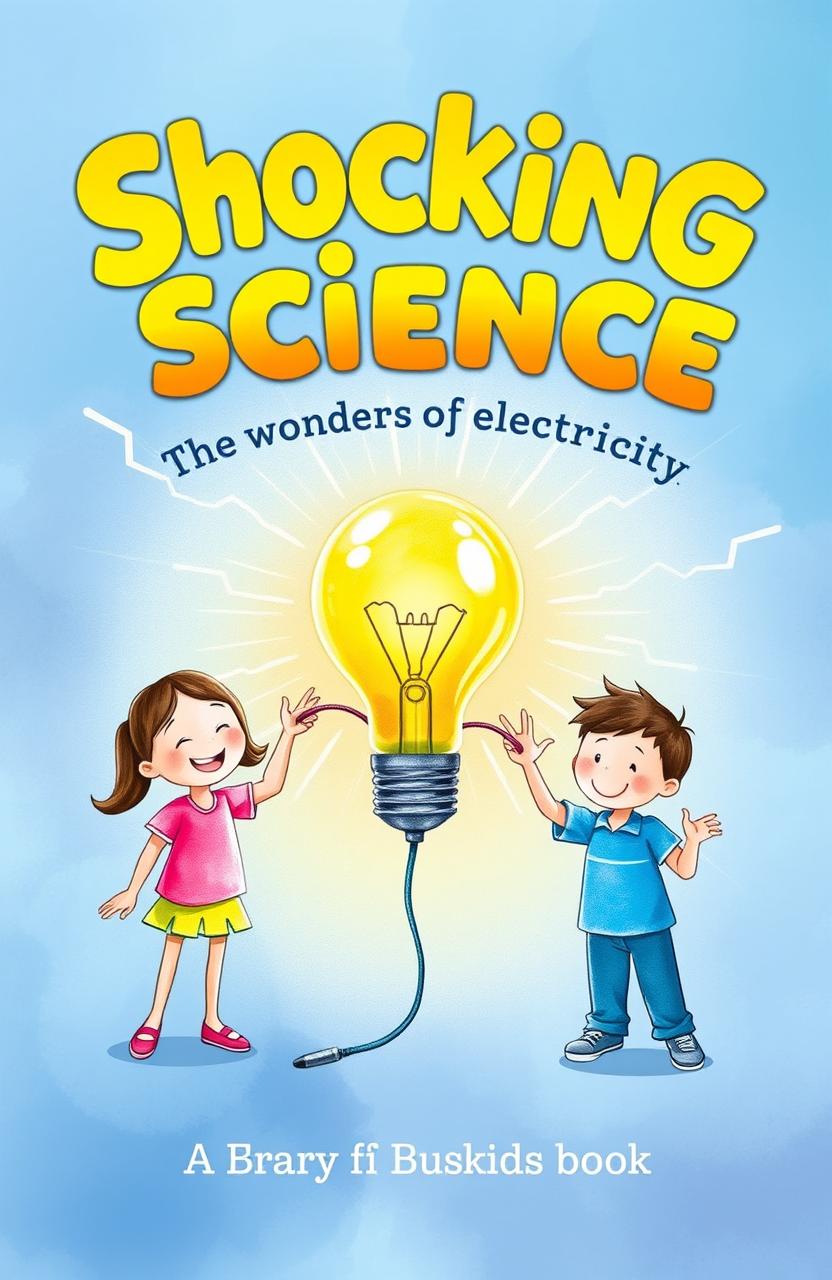 A front cover design for a children's busy book titled 'Shocking Science: The Wonders of Electricity'