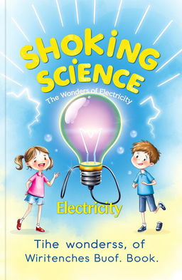 A front cover design for a children's busy book titled 'Shocking Science: The Wonders of Electricity'