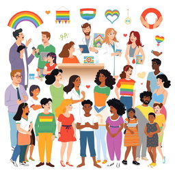 A symbolic and artistic representation of the current roles of men, women, and LGBTQ individuals in society