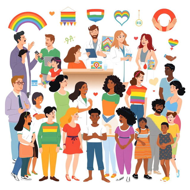 A symbolic and artistic representation of the current roles of men, women, and LGBTQ individuals in society