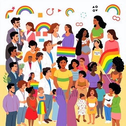 A symbolic and artistic representation of the current roles of men, women, and LGBTQ individuals in society