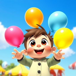 A whimsical scene featuring a character named Erkeyin with wide-open eyes, full of curiosity and wonder