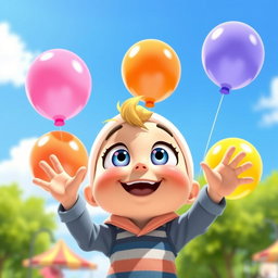 A whimsical scene featuring a character named Erkeyin with wide-open eyes, full of curiosity and wonder