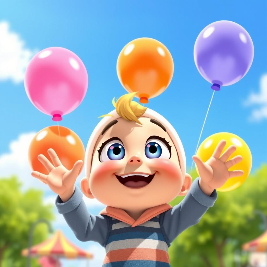 A whimsical scene featuring a character named Erkeyin with wide-open eyes, full of curiosity and wonder