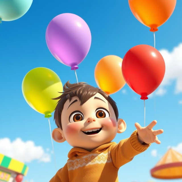 A whimsical scene featuring a character named Erkeyin with wide-open eyes, full of curiosity and wonder