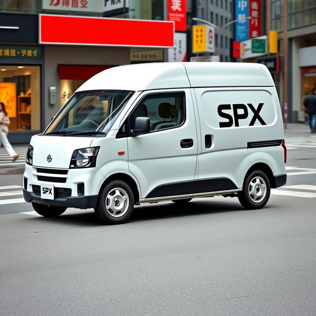 A bright and modern white Daihatsu mini blind van prominently displaying the logo "SPX" on its side