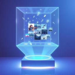 A futuristic vision board background featuring a sleek design with a holographic base at the bottom