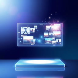 A futuristic vision board background featuring a sleek design with a holographic base at the bottom