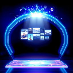 A futuristic vision board background featuring a sleek design with a holographic base at the bottom