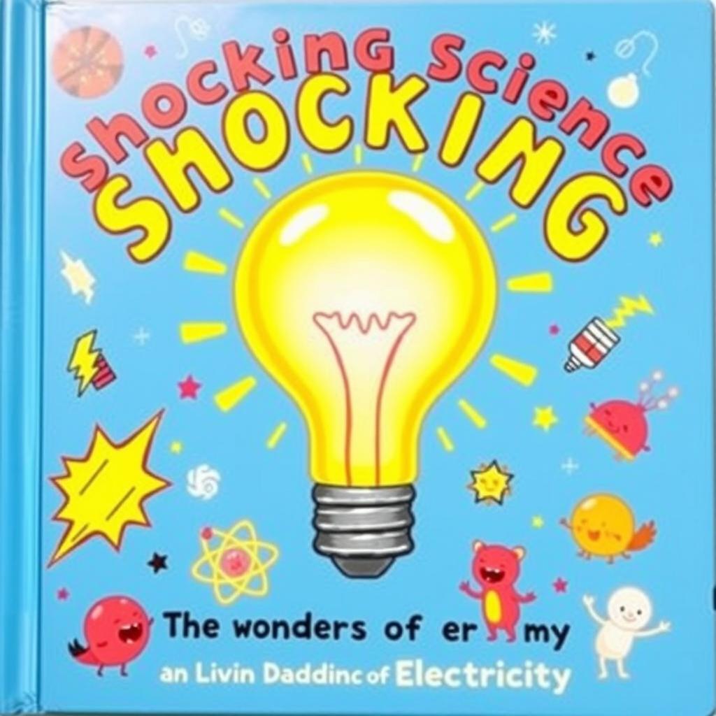 A joyful and colorful children's book cover, featuring a large, cartoon-style light bulb in the center, radiating a warm and inviting glow