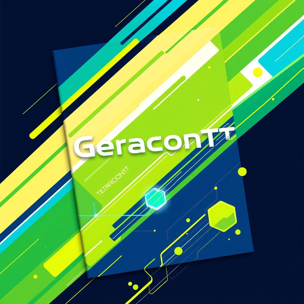 A modern and dynamic cover design for the user manual of the software 'GeraconTT', which generates technology transfer contracts