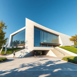 A stunning modern architectural building uniquely designed in the shape of Iran's map