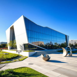 A stunning modern architectural building uniquely designed in the shape of Iran's map