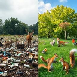 A split image featuring two contrasting scenes
