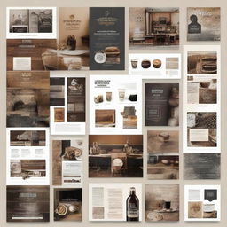 Create a modern and trendy moodboard for a tech startup targeting hipster cafes and bars. Incorporate elements like vintage technology, rustic yet modern café interiors, artisan coffee, indie bar atmosphere, and diverse digital interfaces.