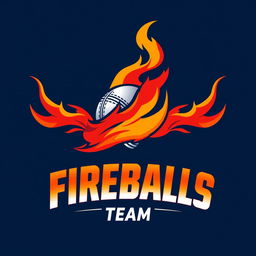 A bold and dynamic logo for a cricket team named 'Fireballs'